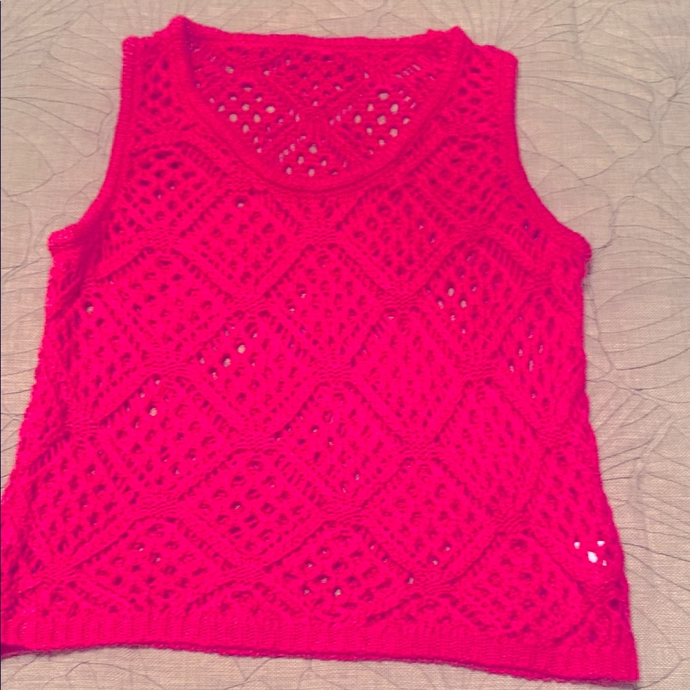 Pink Crochet Sleeveless Top